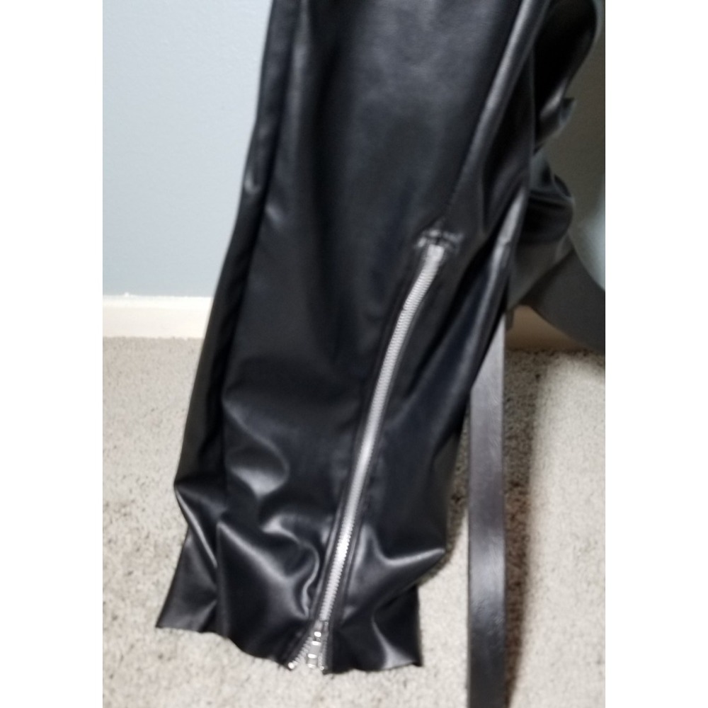 As You Womens Sz 10 Black Faux Leather Strapless Jumpsuit Zippers Biker NWOT - Picture 7 of 10